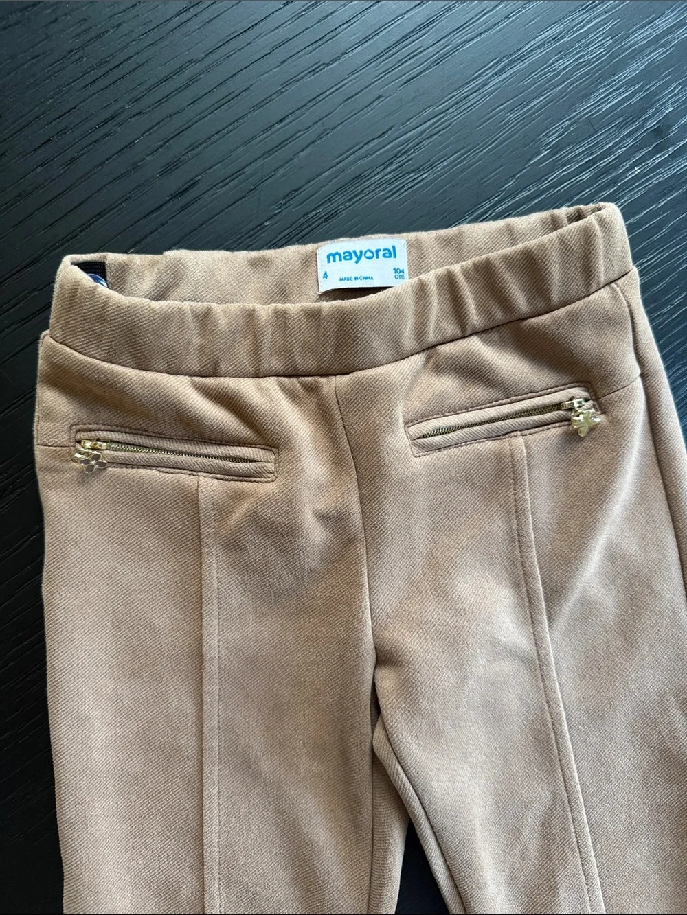 Mayoral Girls' Camel Brown Equestrian Riding Pants with Zip Pockets